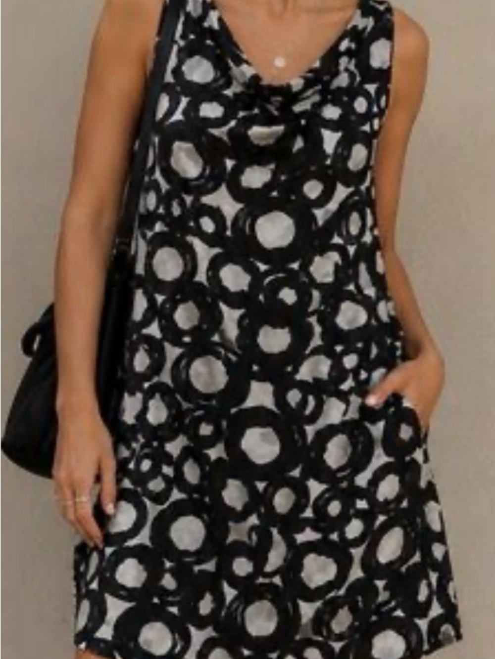 New York & Company 100% silk hunter green and White Circle-Print Dress